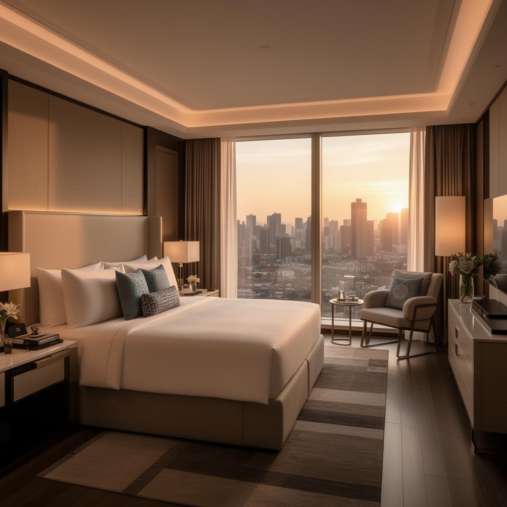 Premium spavaća soba condo hotela s pogledom na panoramu grada